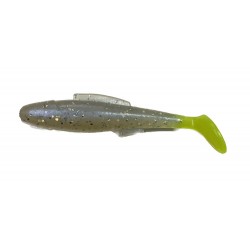 De Pesca Swimbait Clear Glitter Chartreuse Tail 3.75", 7 pcs