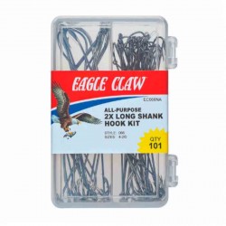 Eagle Claw All Purpose 2X Long Shank Hook Kit, 101 pcs
