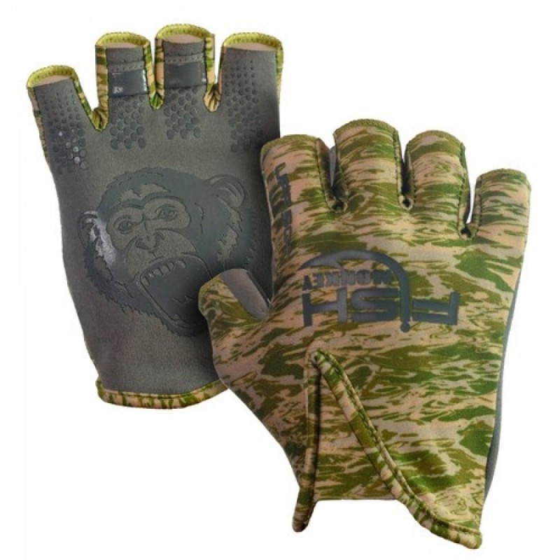 Fish Monkey Stubby Guide Glove Green Water Camo L