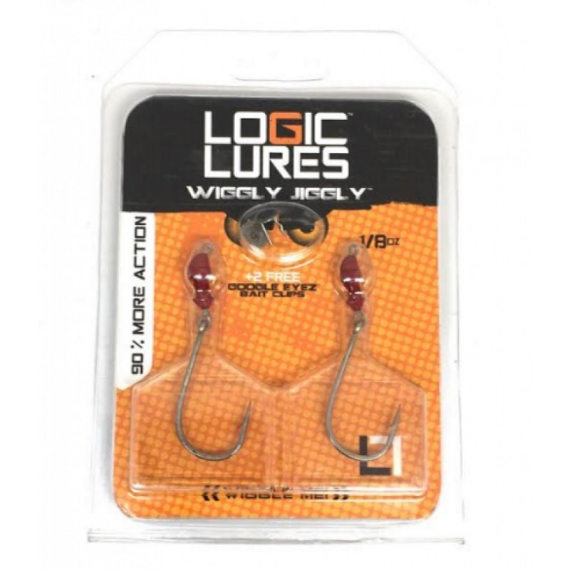 Logic Lures Tungsten Wiggly Jiggly Red 3/16 oz, 2 pcs