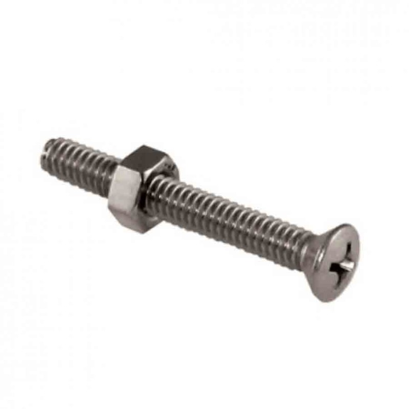 Marpac Stainless Steel Machine Screw W/Nut Phillips Pan Head 10-24X2, 4 pcs