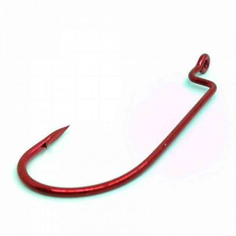 Owner Off Set Worm Wide Gap Red Finish 3/0, 5 pcs