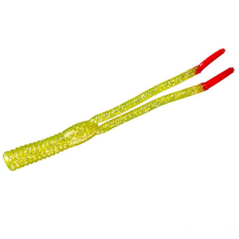 Yum Boogee Tail 4'' Chartreuse Silver Flake Red 20 pcs