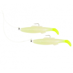 H&H Cocahoe Minnow Double Rig, 3'', 1/4 oz, Glow Chartreuse Tail