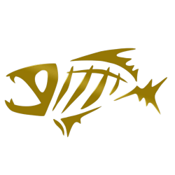 De Pesca Gold Skeleton Fish Boat Decal Set